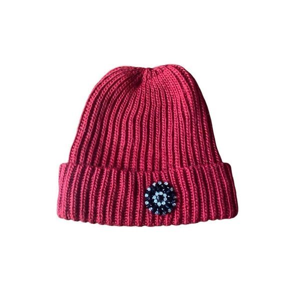 Red 9 Nine West crystal rhinestone detailed Beanie B7 - Picture 1 of 6
